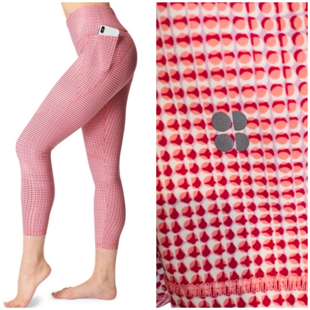 Sweaty Betty Power 7/8 Pocket Workout Leggings Pink SB Move Print Size XS